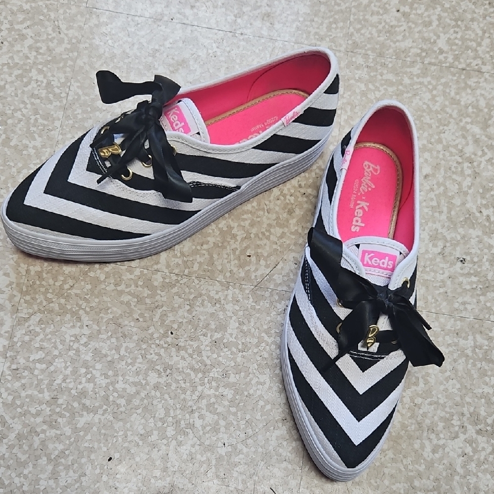 Keds X Barbie Chevron Sneakers with Pink Interior